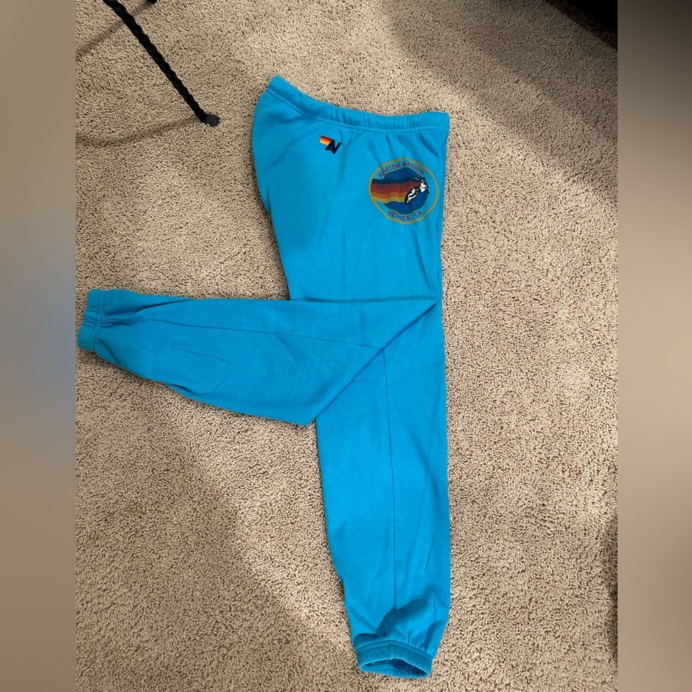 Aviator Nation Neon Blue Logo Sweatpants